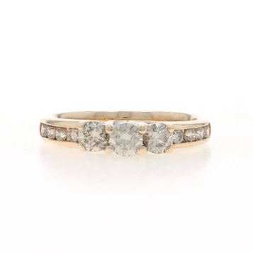 Yellow Gold Diamond Three-Stone Engagement Ring 14k Round Brilliant 1.00ctw