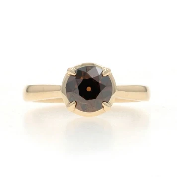 Yellow Gold Fancy Brown Diamond Solitaire Engagement Ring - 14k Euro 1.63ct GIA