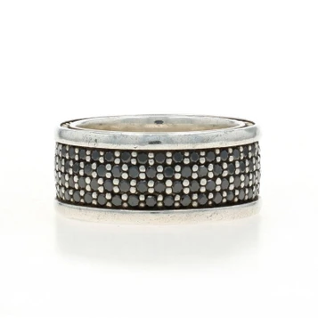 David Yurman Streamline Three Row Diamond Men's Ring Sterling 925 Round 2.00ctw