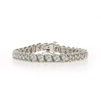 White Gold Diamond Link Bracelet 6 1/4" - 10k Round Brilliant 3.00ctw
