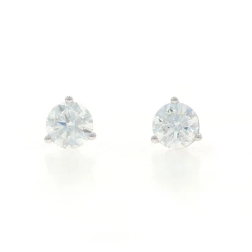 White Gold Diamond Stud Earrings - 14k Round Brilliant 1.00ctw
