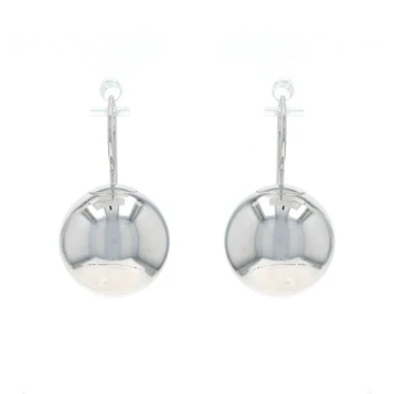 White Gold Ball Drop Earrings - 14k Circle Dot