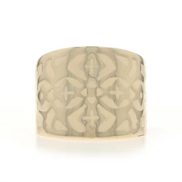 Yellow Gold Byzantine Cross Statement Band - 14k Faith Motif Cigar Ring