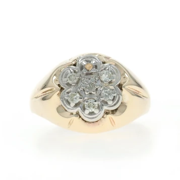 Yellow Gold Diamond Men's Ring - 14k Round Brilliant .40ctw Cluster