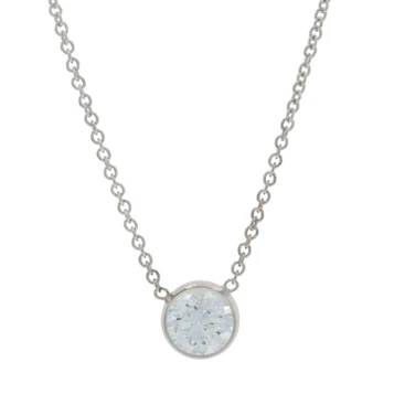 White Gold Diamond Solitaire Necklace 18 1/2" - 14k Round Brilliant .70ct