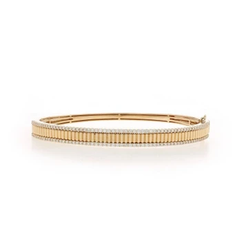 Yellow Gold Diamond Bangle Bracelet 7" - 14k Round Brilliant 1.00ctw