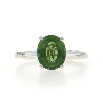 Platinum Tourmaline Diamond Ring - 950 Oval 2.60ctw Engagement