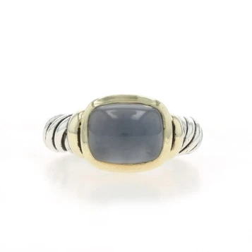 David Yurman Albion Chalcedony Cocktail Solitaire Ring - Sterling 925 Gold 14k