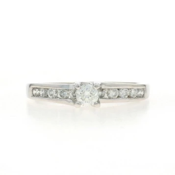White Gold Diamond Engagement Ring - 10k Round Brilliant .50ctw