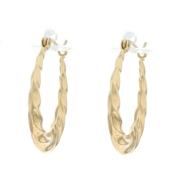 Yellow Gold Tapered Rope Twist Hoop Earrings - 14k Pierced