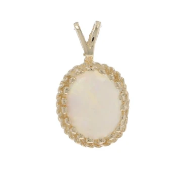 Yellow Gold Opal Solitaire Pendant - 14k Oval Cabochon 1.65ct