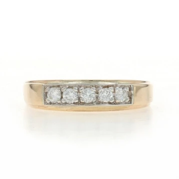 Yellow Gold Diamond Men's Wedding Band - 14k Round Brilliant .30ctw Ring
