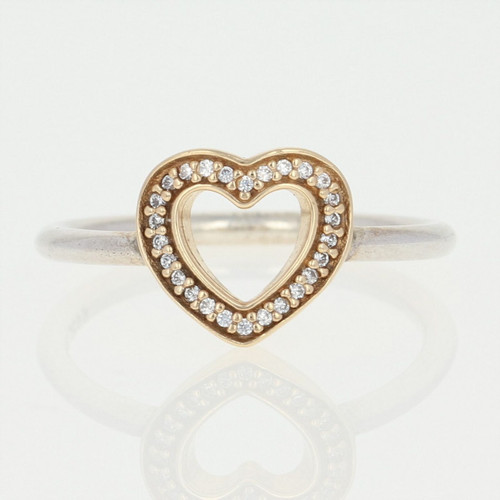 NEW Authentic Pandora Symbol of Love Ring Ster & 14k Gold 52 (6