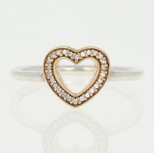 NEW Authentic Pandora Symbol of Love Ring Ster & 14k Gold 52 (6