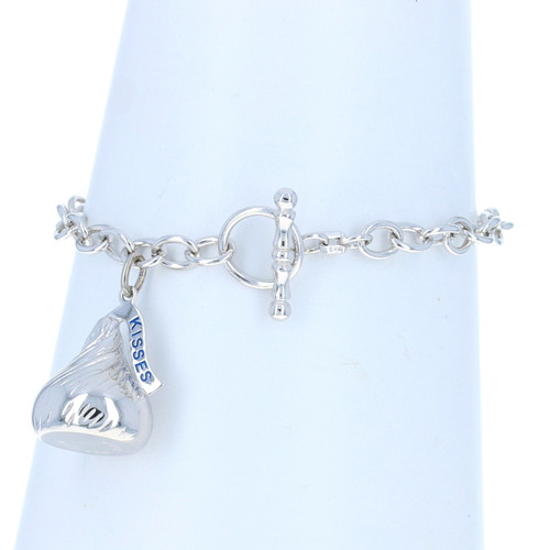 Classic Sterling Silver Toggle Heart Tag Charm Bracelet - Walmart.com