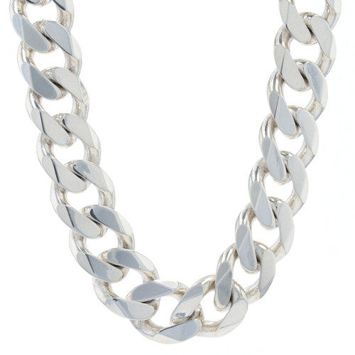 Sterling Silver Diamond Cut Curb Chain Men's Necklace 20 1/4