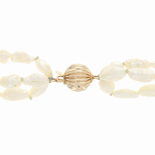 14k Yellow Gold Burgundy Keshi Pearl Strand