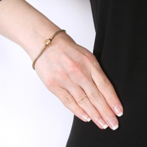 Pandora Snake Chain Charm Bracelet 7.1 Yellow Gold 14K Authentic 550702HG