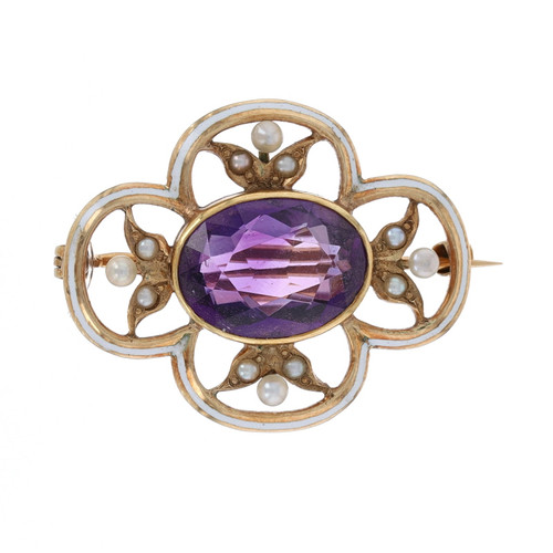 Edwardian Amethyst & Diamond Pin Pendant