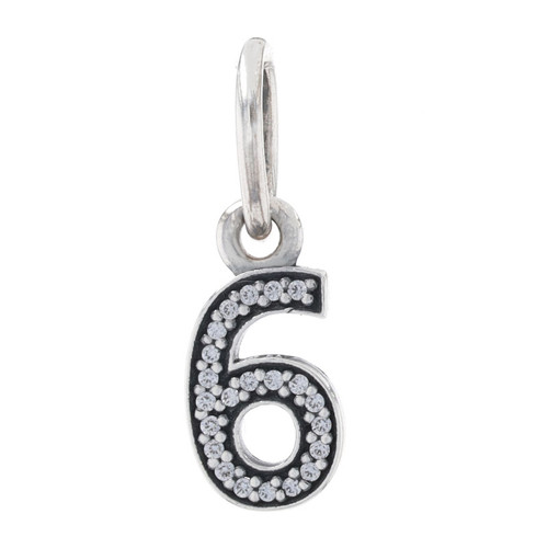 NEW Authentic Pandora Number 6 Charm - Sterling Silver Clear