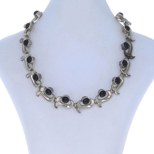 ONYX Chain × silver925 twis necklace y2k Two Trees Onyx Link Collar Necklace 14