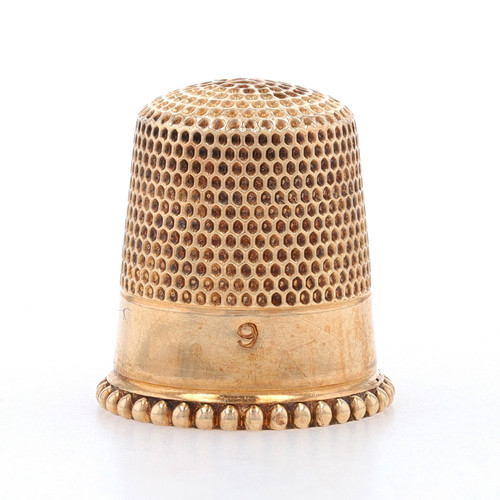 Yellow Gold Vintage Scallop Dot Thimble - 10k Sewing Tool Size 9 - Wilson  Brothers Jewelry