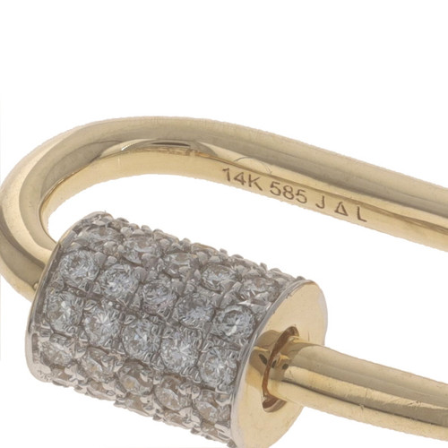  14k Solid Gold Carabiner Lock, Pave Diamond Carabiner