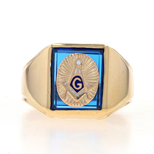 Men's Masonic Lodge Free Mason Ring in Yellow Gold Plated Stainless Steel |  EdwinEarls.com