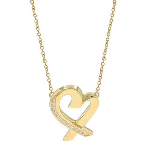 18K Yellow Gold Tiffany & Co. Floating Heart Pendant with Chain - Ruby Lane