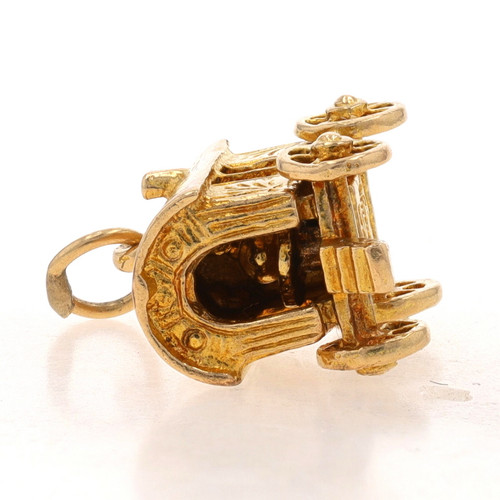 Yellow Gold Fortune Teller's Wagon Charm - 9k Crystal Gazer Opens