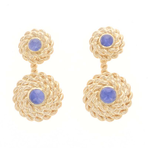 Tiffany & Co. Sapphire Vintage Cufflinks Yellow Gold 14k Cab 2.38