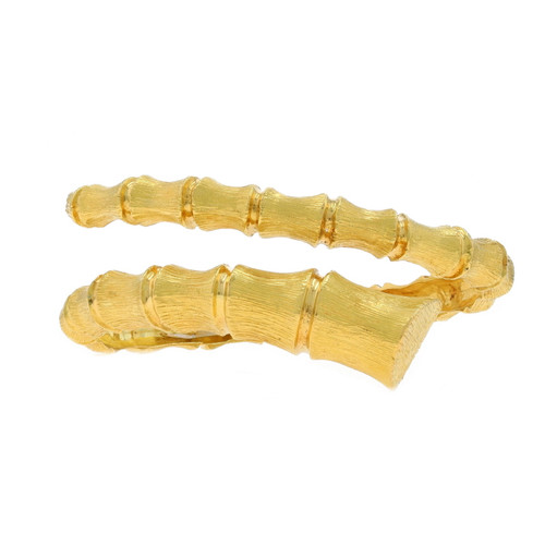 Yellow Gold Bamboo Bypass Bangle Bracelet 6 1/4