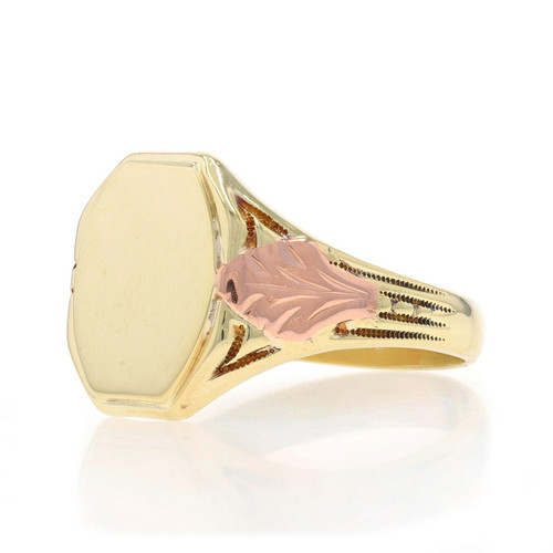 Yellow Gold Art Deco Men's Signet Ring - 14k Vintage Engravable ...