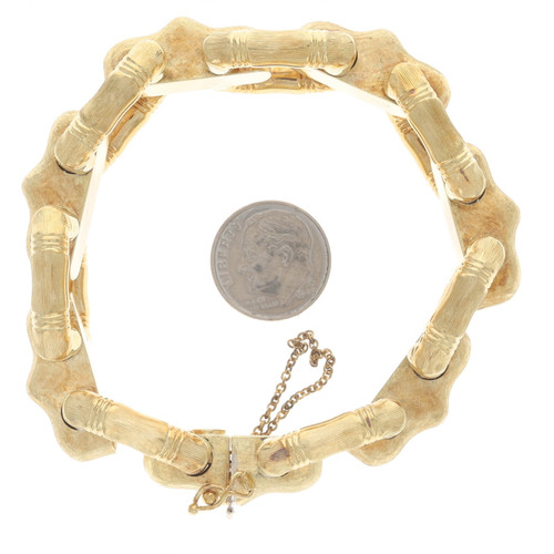 Yellow Gold Vintage Bamboo Link Bracelet 6 3/4