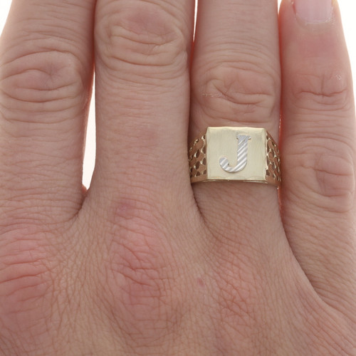 Yellow Gold Initial J Men's Ring 10k Monogram Letter - Wilson Brothers ...