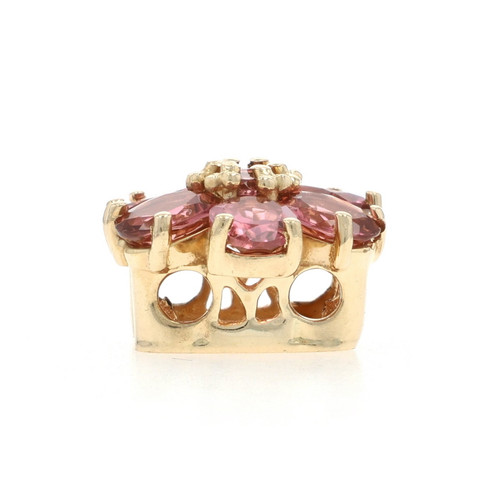 Yellow Gold Tourmaline Vintage Flower Slide Charm - 14k Oval 1.90