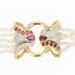 Five-Strand Cultured Pearl Necklace - 18k Yellow Gold Rubies & Diamonds 1.05ctw Five-Strand Cultured Pearl Necklace - 18k Yellow Gold Rubies & Diamonds 1.05ctw