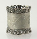 Monogrammed Floral Napkin Ring - Silver Toned Estate Fine Dining Accessory Monogrammed Floral Napkin Ring - Silver Toned Estate Fine Dining Accessory