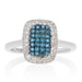 NEW 3/8ctw Round Brilliant Diamond Halo Ring Sterling Silver Fancy Blue Cluster NEW 3/8ctw Round Brilliant Diamond Halo Ring Sterling Silver Fancy Blue Cluster