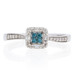 NEW .25ctw Round Brilliant Diamond Ring - Sterling Silver Fancy Blue Curved Halo NEW .25ctw Round Brilliant Diamond Ring - Sterling Silver Fancy Blue Curved Halo