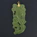 Carved Serpentine Pendant - Gold Plated Asian Floral Design Carved Serpentine Pendant - Gold Plated Asian Floral Design