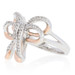 NEW .20ctw Diamond Bow Ring - Sterling Silver & 14k Rose Gold Women's NEW .20ctw Diamond Bow Ring - Sterling Silver & 14k Rose Gold Women's