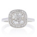 NEW .33ctw Single & Baguette Cut Diamond Ring - Sterling Cluster Double Halo NEW .33ctw Single & Baguette Cut Diamond Ring - Sterling Cluster Double Halo