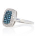 NEW 3/8ctw Round Brilliant Diamond Ring -Sterling Silver Fancy Blue Halo Cluster NEW 3/8ctw Round Brilliant Diamond Ring -Sterling Silver Fancy Blue Halo Cluster