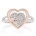 Sterling Silver & Rose Gold Diamond Ring 925 & 14k Single .20ctw Cluster Heart Sterling Silver & Rose Gold Diamond Ring 925 & 14k Single .20ctw Cluster Heart