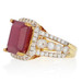 Sterling Lead Glass Filled Ruby & Zircon Ring 925 Gold Plated 8.95ctw Halo 6 Sterling Lead Glass Filled Ruby & Zircon Ring 925 Gold Plated 8.95ctw Halo 6
