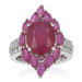 Sterling Lead Glass Filled Ruby & White Zircon Halo Ring - 925 Oval Cut 7.00ctw Sterling Lead Glass Filled Ruby & White Zircon Halo Ring - 925 Oval Cut 7.00ctw