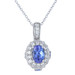 Sterling Tanzanite & Zircon Halo Pendant Necklace 19 3/4" - 925 Oval 2.25ctw Sterling Tanzanite & Zircon Halo Pendant Necklace 19 3/4" - 925 Oval 2.25ctw