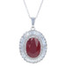 Sterling Lead Glass Filled Ruby & Topaz Halo Necklace 17 3/4" - 925 Oval 9.75ctw Sterling Lead Glass Filled Ruby & Topaz Halo Necklace 17 3/4" - 925 Oval 9.75ctw