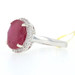 Sterling Lead Glass Filled Ruby & Zircon Halo Ring - 925 Oval 4.60ctw Sterling Lead Glass Filled Ruby & Zircon Halo Ring - 925 Oval 4.60ctw